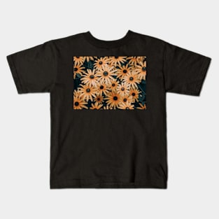 Dark Yellow Flower Field Photograph Kids T-Shirt